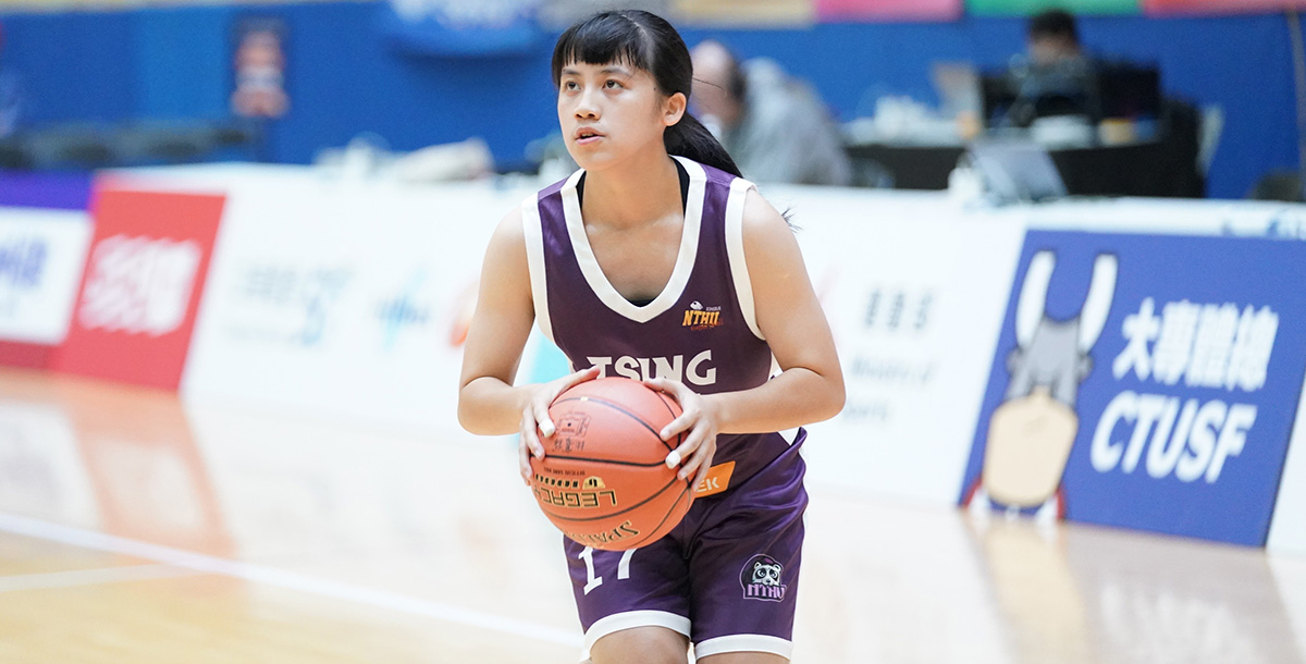 清華大學楊歆穎14分，包含三顆外線。攝/大專體總