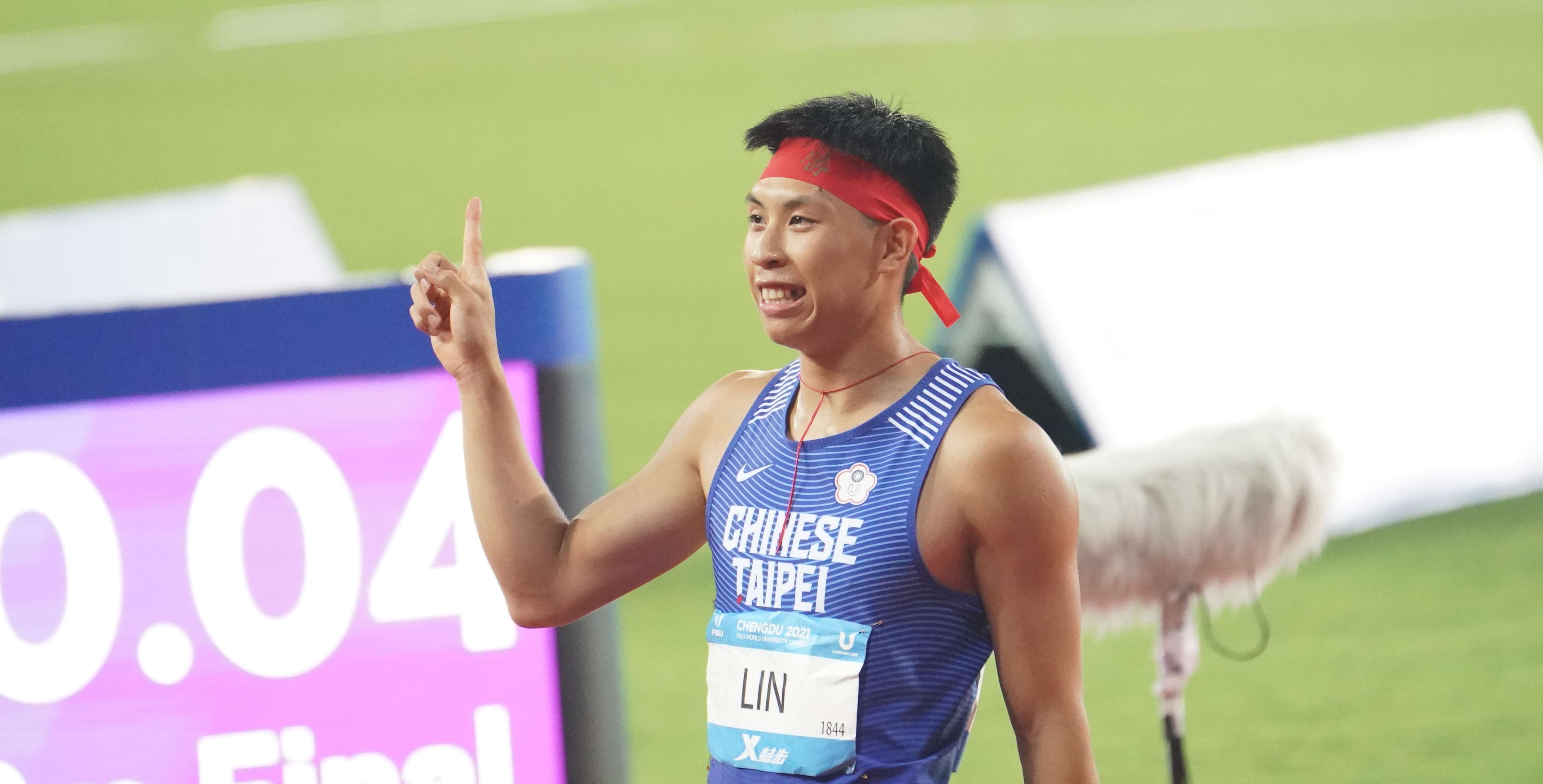 林祐賢在田徑男子100公尺決賽跑出10秒24成績破個人最佳。攝/大專體總