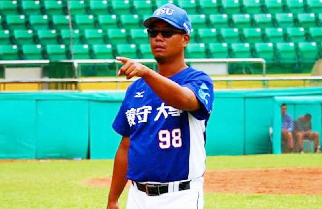 前兄弟象投手、現任大專棒球聯賽義守大學總教練蕭任汶。照片由義守大學棒球隊提供