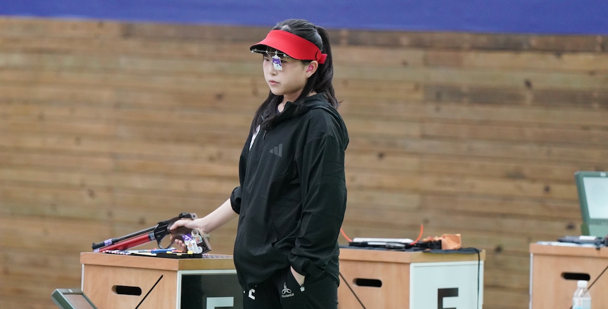 中華隊鄭晏晴摘下女子10公尺空氣手槍金牌。攝/大專體總