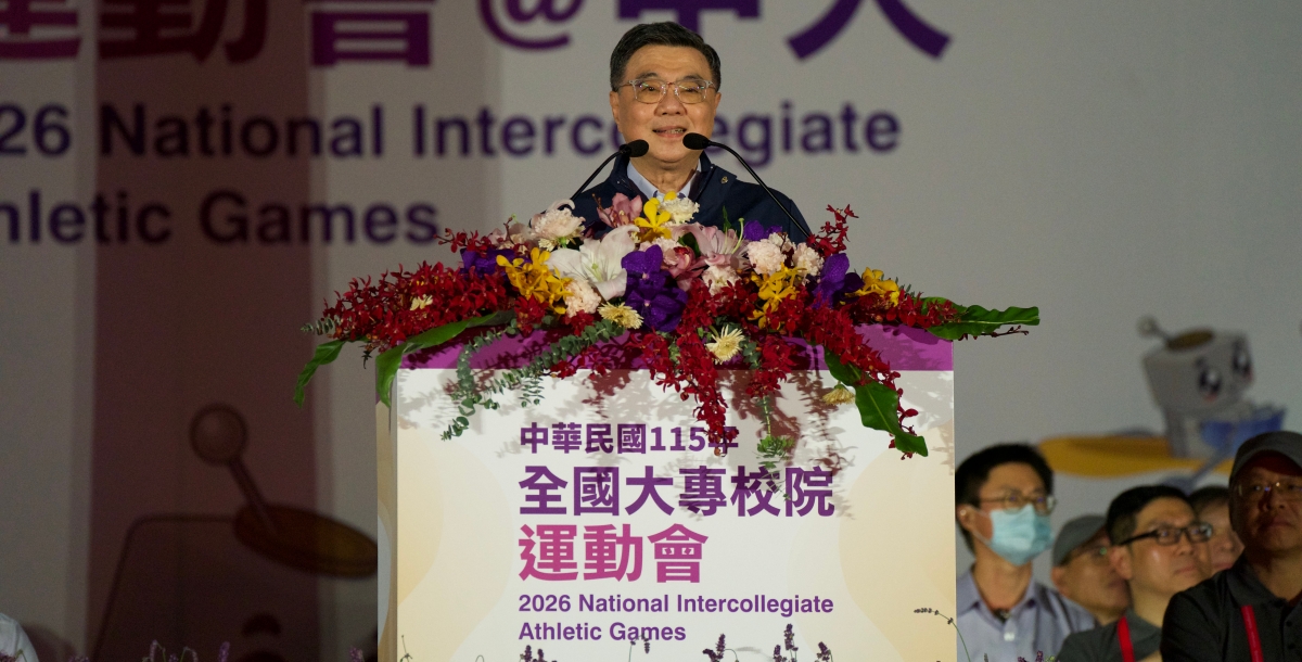 行政院長卓榮泰親臨現場，勉勵選手全力以赴。攝/大專體總
