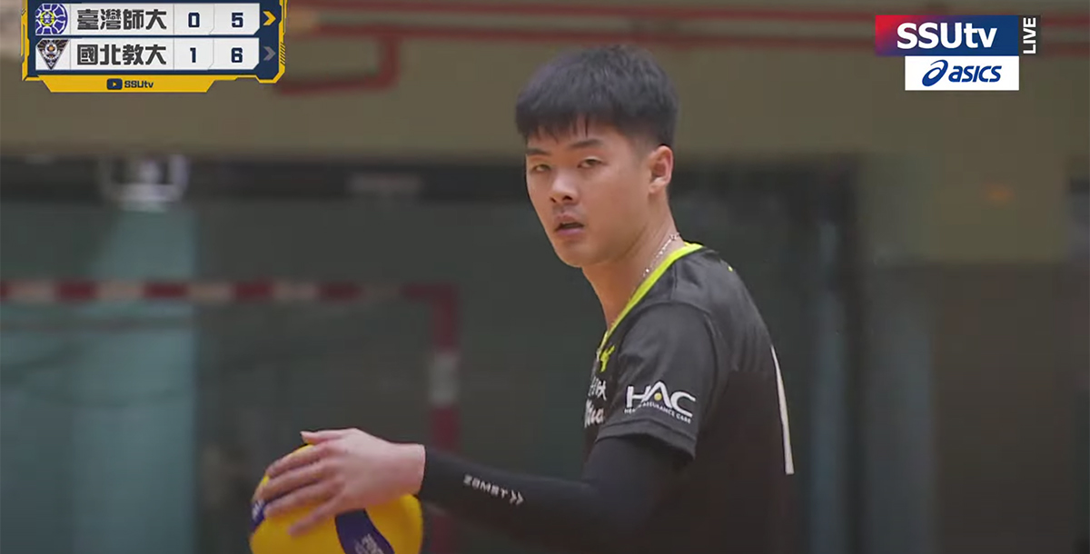 臺師大主攻手黃正良,今日攻下22分,為贏球關鍵。圖片來源/SSUtv