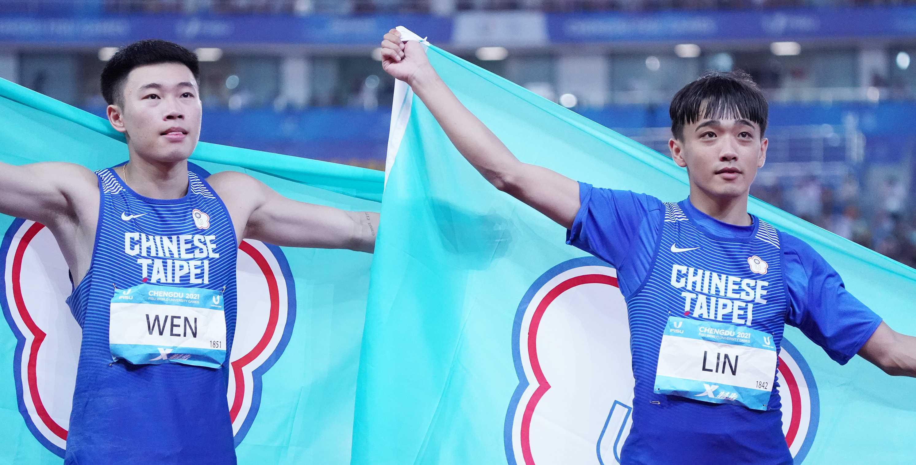 文華佑、林佳興在男子跳遠項目分獲銀、銅牌。攝/大專體總